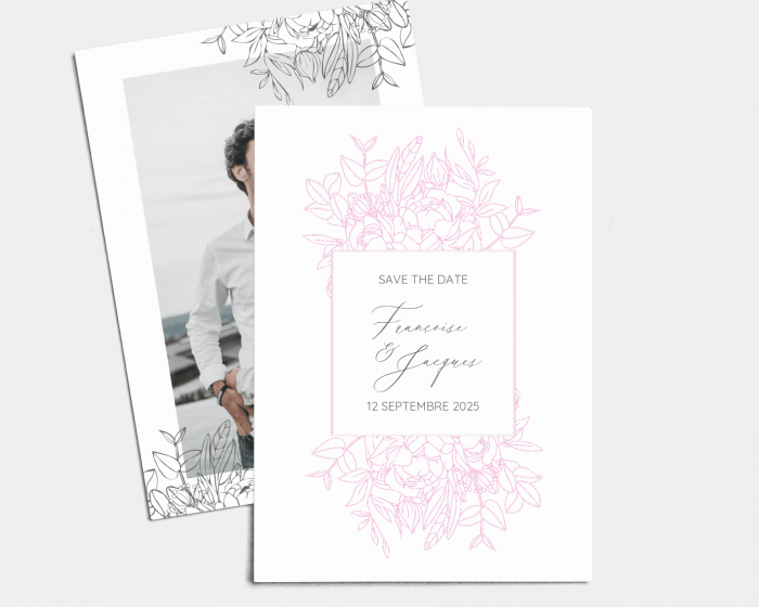 botanic pure - Save the Date carte mariage (vertical)