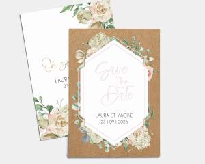 Rose Bianco - Save the Date carte mariage (vertical)