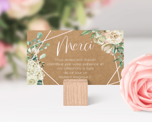 Rose Bianco - Carte de remerciements mariage petit format