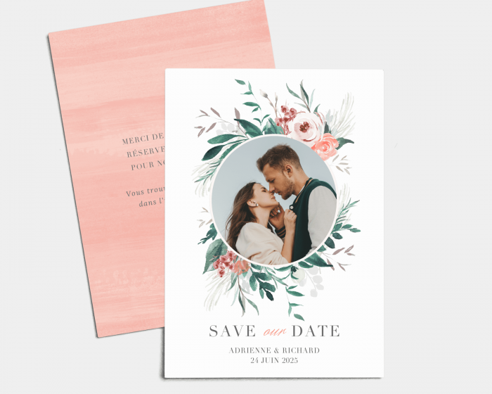 Wild Wreath - Save the Date carte mariage (vertical)