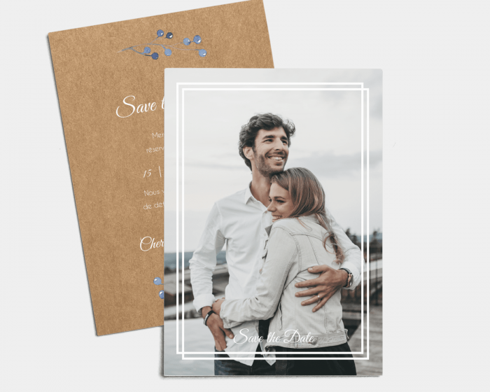 Blueberry - Save the Date carte mariage (vertical)