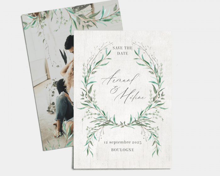 Natural Laurel - Save the Date carte mariage (vertical)