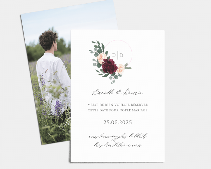 Floral Hoop - Save the Date carte mariage (vertical)