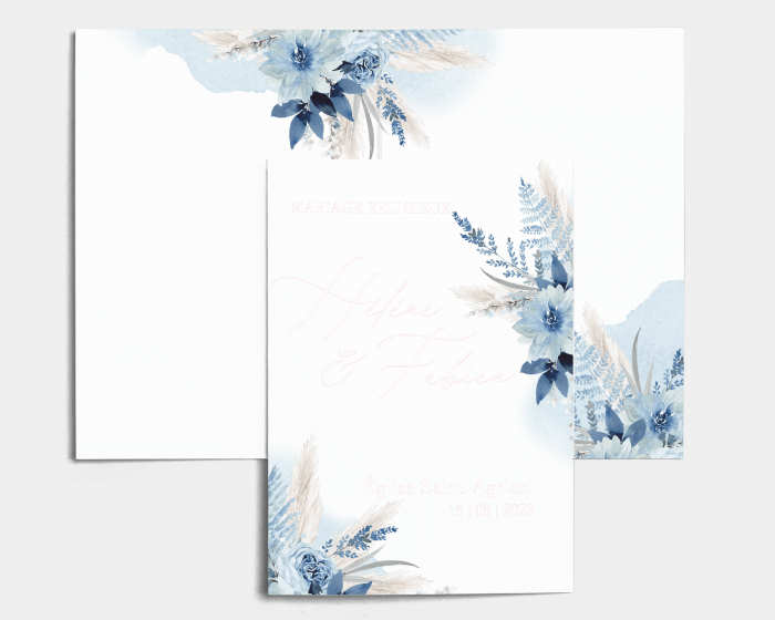 Bloomy Blue - Livrets de Messe Mariage