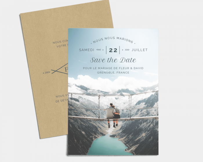 Vintage Mountain - Save the Date carte mariage (vertical)