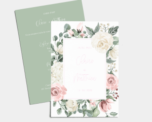 Rosy Love - Carte d´invitation au mariage (verticale)