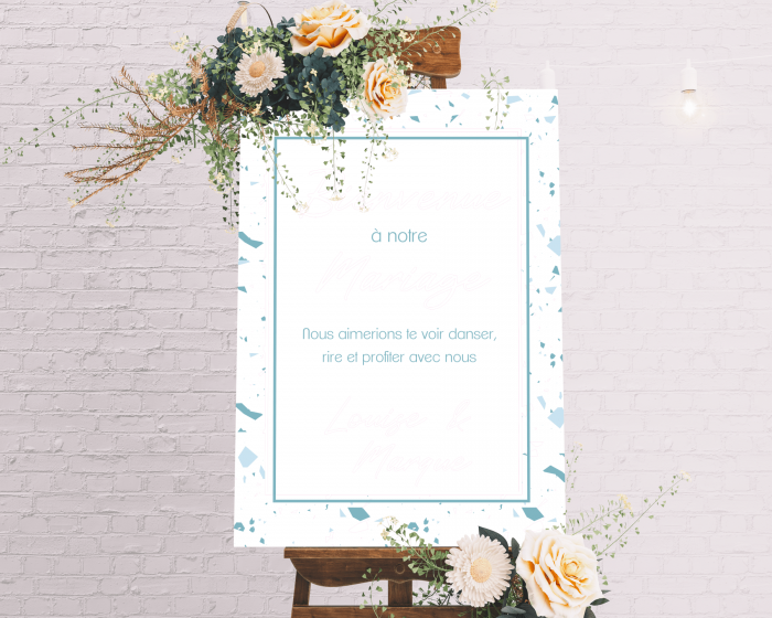 Beautiful Confetti - Panneau de bienvenue mariage (vertical)