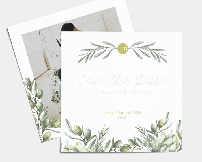 Branche - Save the Date carte mariage