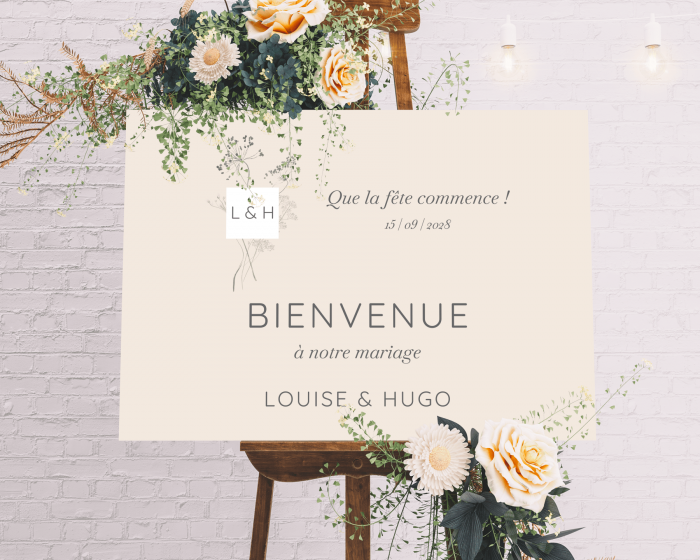 Floral Cube - Panneau de bienvenue mariage