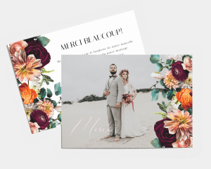 Florals - Carte de remerciements mariage petit format