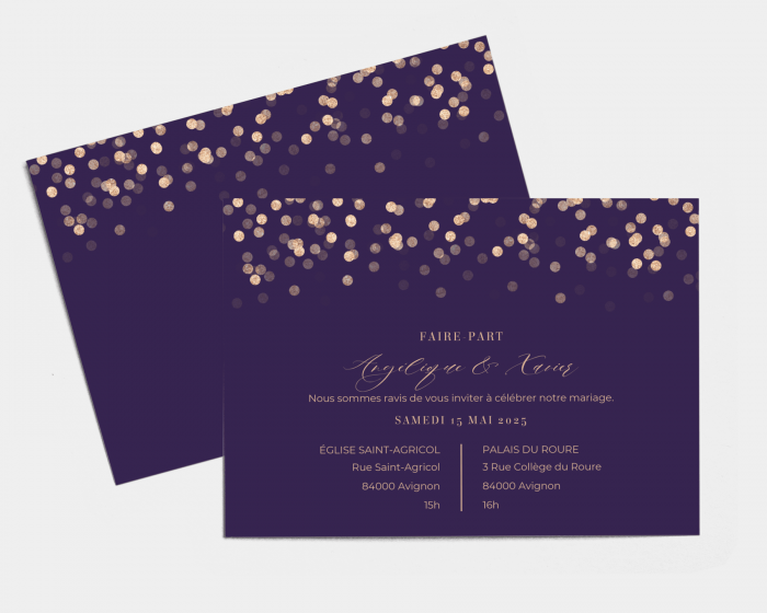 Elegant Glow - Carte d´invitation au mariage (horizontale)